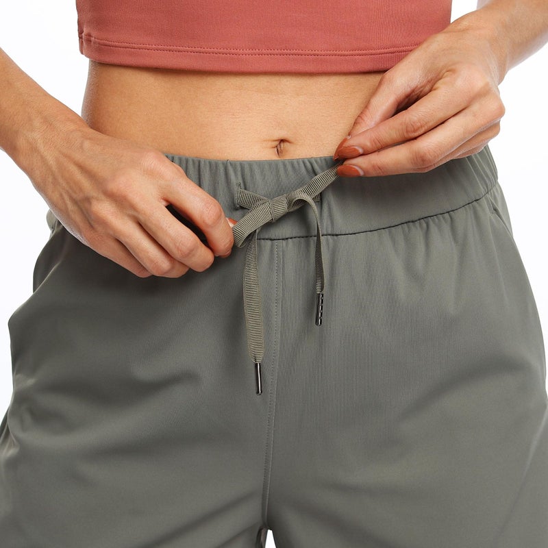 Willit Womens Athletic Hiking Running Shorts for Women Yoga Workout Gym Quick Dry Shorts with Pockets Olive Green L - Image 5